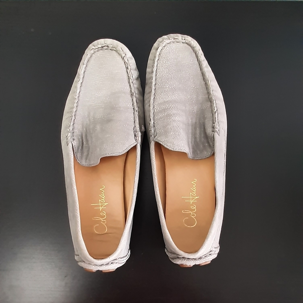 Cole Haan Grey Taupe Suede Loafers Size 7.5